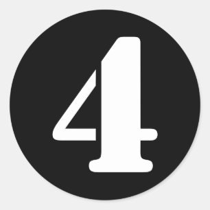 Stencil Numbers by Janz Number 4 Four Black Classic Round Sticker