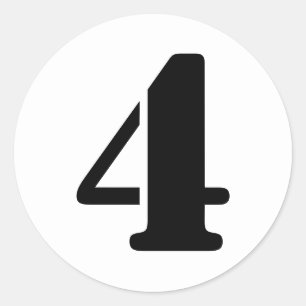 Stencil Numbers by Janz Number 4 Four White Classic Round Sticker