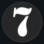 Stencil Numbers by Janz Number 7 Seven Black Classic Round Sticker<br><div class="desc">Artistic Numbers by Janz © 2008-2020 Jan Fitzgerald. All rights reserved. Graphic Design,  Artwork,  and Photography by Jan and Michael Fitzgerald.</div>