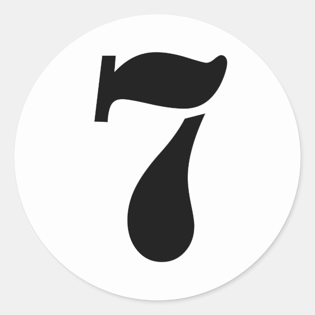 Stencil Numbers by Janz Number 7 Seven White Classic Round Sticker (Front)