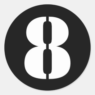 Stencil Numbers by Janz Number 8 Eight Black Classic Round Sticker