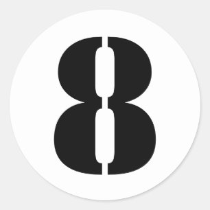 Stencil Numbers by Janz Number 8 Eight White Classic Round Sticker
