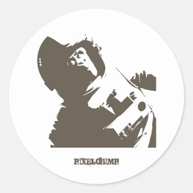 Stencil Space Chimp Classic Round Sticker (Front)