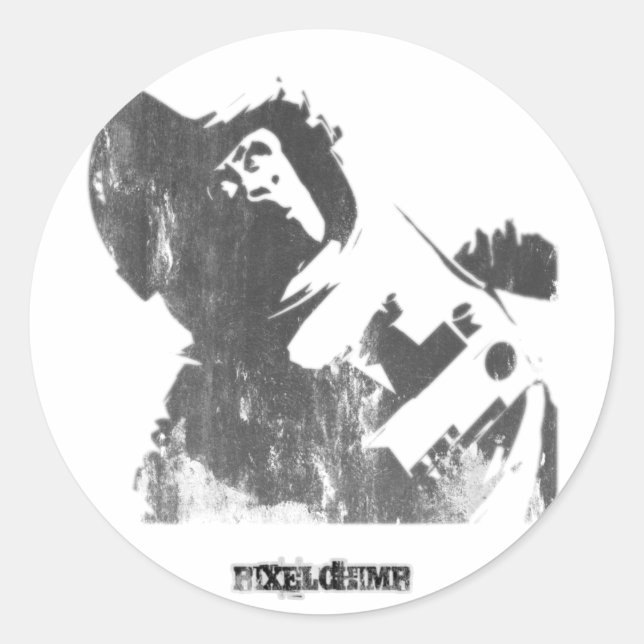Stencil Space Monkey Spray Classic Round Sticker (Front)