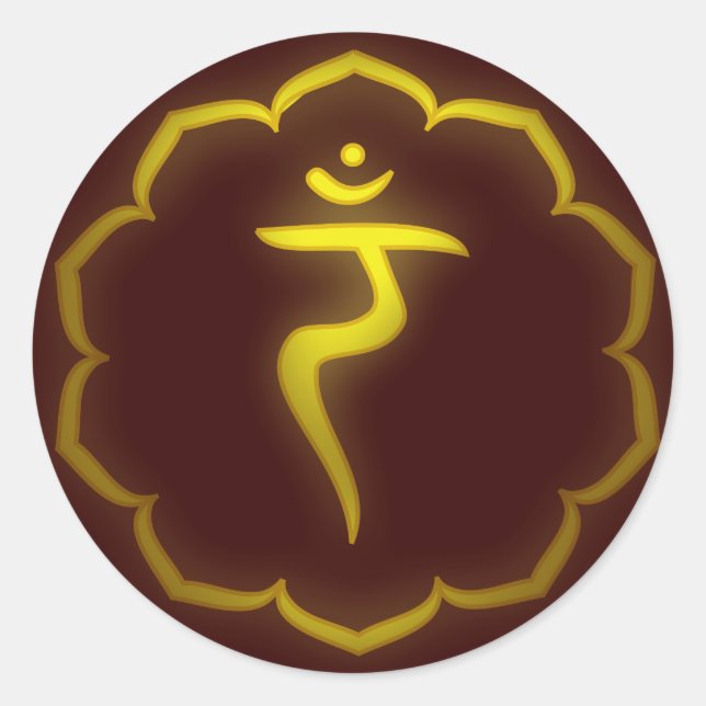 "Stenciled" 3rd Chakra - Manipura Classic Round Sticker (Front)