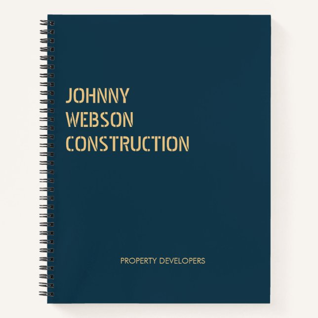 Stenciled gold print blue  notebook (Front)