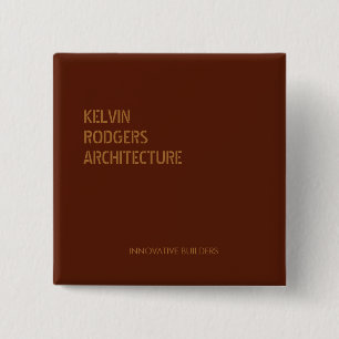 Stenciled gold print brown 2 inch square button