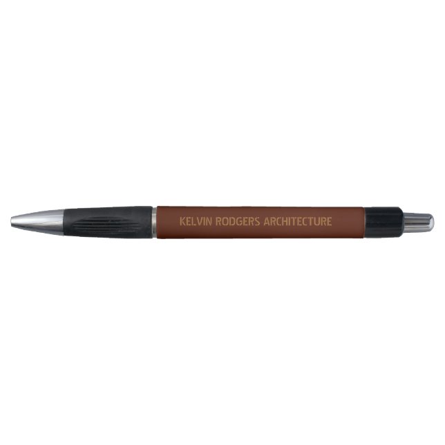 Stenciled gold print brown pen (Front)