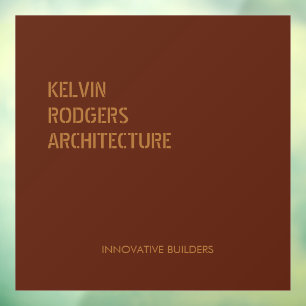 Stenciled gold print brown window cling