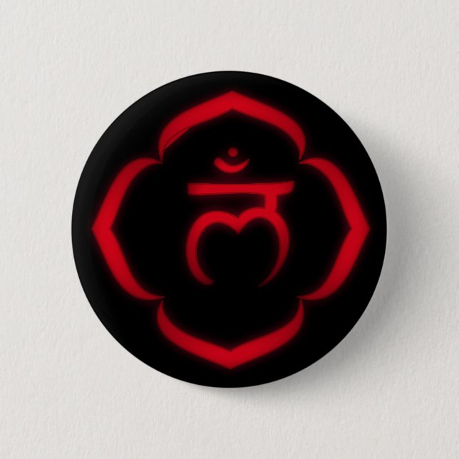 "Stenciled" Root Chakra - Muladhara 2 Inch Round Button (Front)