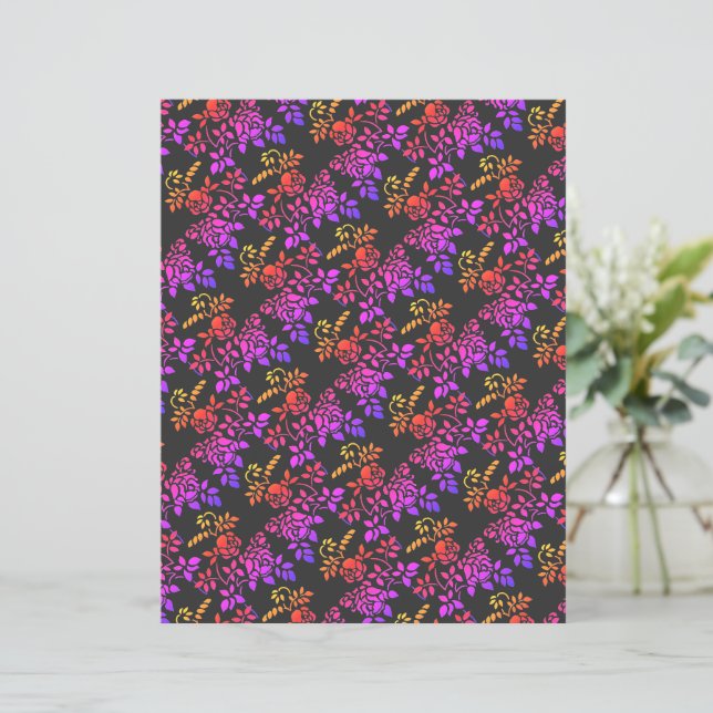 Stenciled Rose Abstract Colours Scrapbook Paper (Standing Front)
