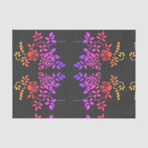 Stenciled Rose Flowers Abstract Colours Decoupage Tissue Paper