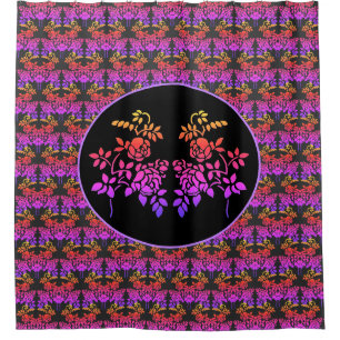 Stenciled Rose Flowers Abstract Colours Design  
