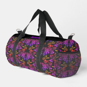 Stenciled Rose Flowers Pattern Personalized Duffle Bag