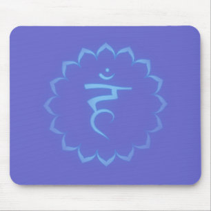 "Stenciled" Throat Chakra - Light Blue Mouse Pad
