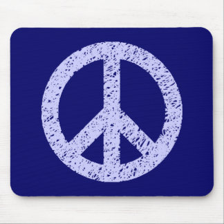 Stencilled Peace - Powder Blue on Deep Navy Mouse Pad