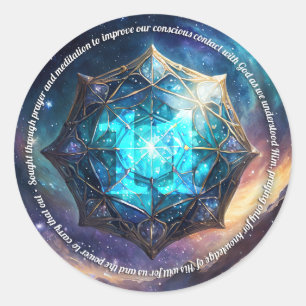 Step 11 Celestial AA Recovery Slogan Classic Round Sticker