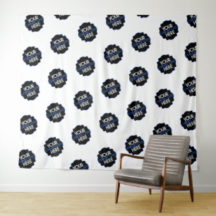 Step and Repeat Backdrop Own Business Logo White Tapestry