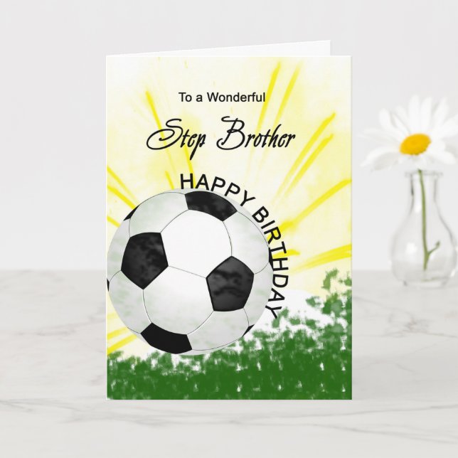 Step Brother Birthday Soccer Card (Small Plant)