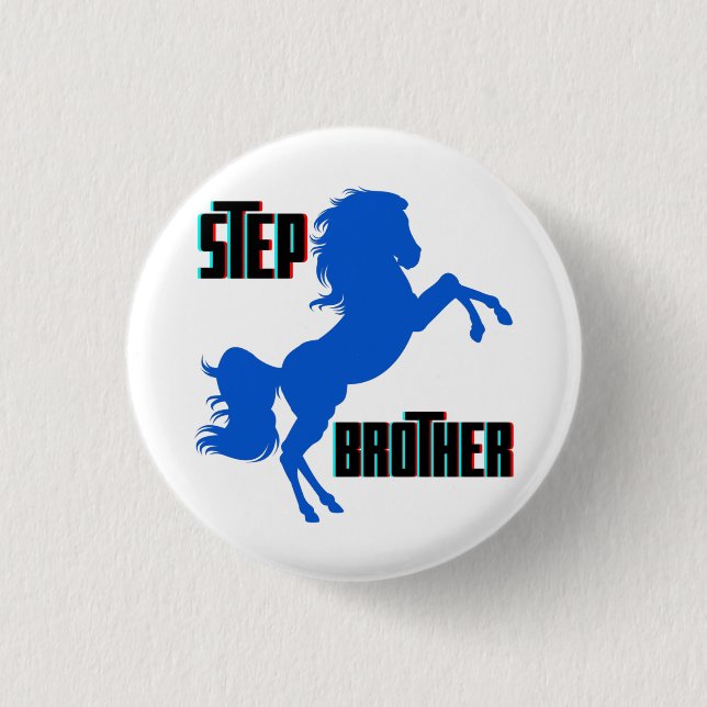 Step Brother Horse Rearing 1 Inch Round Button (Front)