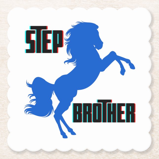 Step Brother Horse Rearing Paper Coaster (Front)