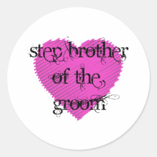 Step Brother of the Groom Classic Round Sticker
