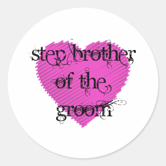 Step Brother of the Groom Classic Round Sticker (Front)