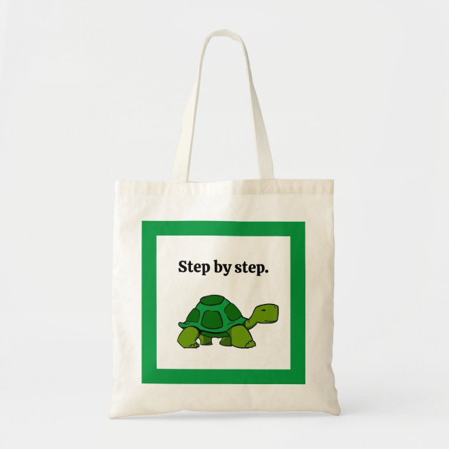 Step by Step Turtle Cartoon, Persistent Winning Tote Bag (Front)