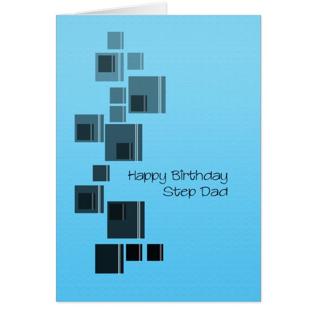 Step Dad Abstract Design Blue Birthday Card (Front)