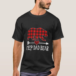Step Dad Bear Christmas Pajama Red Plaid Buffalo F T-Shirt