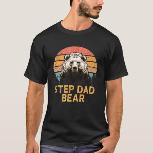 Step Dad Bear Vintage Retro Sunset Step Dad T-Shirt