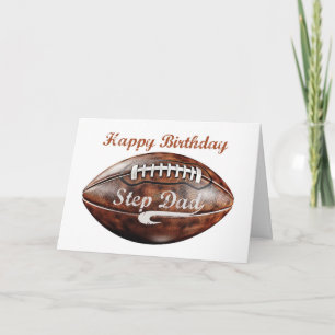 Step Dad Birthday Grunge Large Football Sports Fan Card