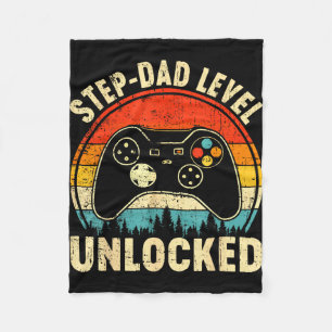 Step-dad level unlocked father's day video gaming fleece blanket