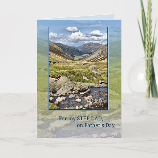 Step Dad on Father's Day, Mountain Landscape Card (Front)
