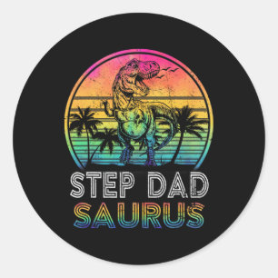 Step Dadsaurus Dinosaur Step Dad Saurus Family Mat Classic Round Sticker