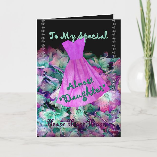 STEP DAUGHTER Flower Girl Purple Dress and Flowers Invitation (Front)