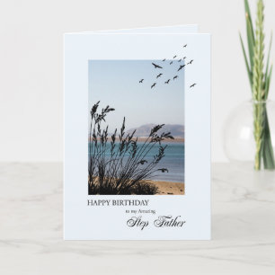 Step Father Birthday, Seaside Scene Card