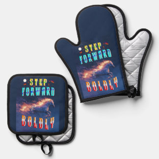 Step Forward Boldly Oven Mitt & Pot Holder Set
