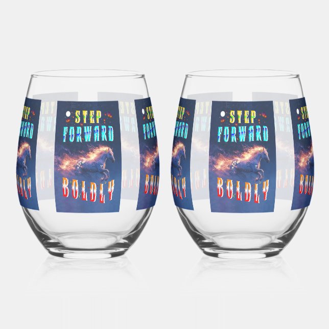 Step Forward Boldly Stemless Wine Glass (Left)
