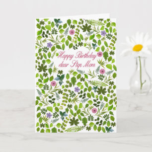 Step Mom Birthday Scattered Leaves Card