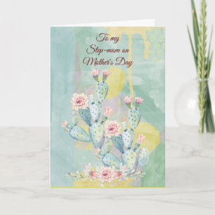 Step-mom Mother's Day Watercolor Cactus  Card