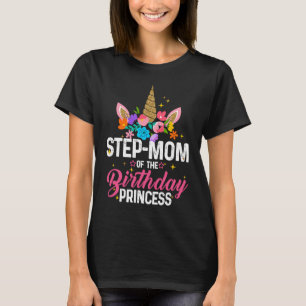 Step Mom Of The Birthday Princess Funny Unicorn Bi T-Shirt