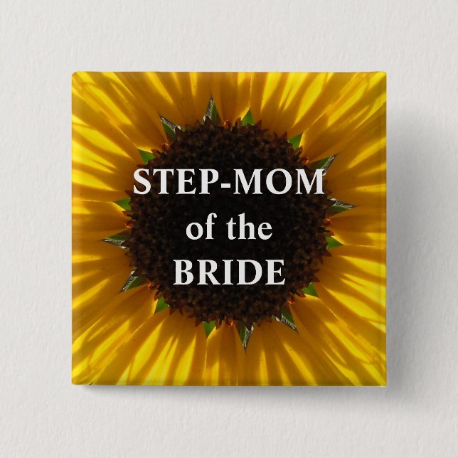 Step Mom Of The Bride Sunflower 2 Inch Square Button (Front)