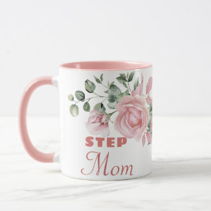 Step Mom Year Established Custom Pink Roses  Mug