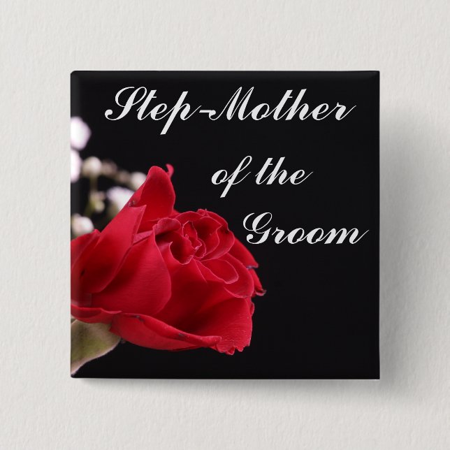 Step Mother Of The Groom 2 Inch Square Button (Front)