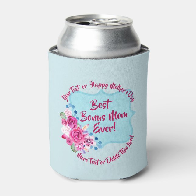 Step Mothers Day Bonus Mom Change Text Can Cooler (Can Front)