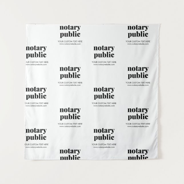 Step & Repeat White Notary Public Modern Event Tapestry (Front)
