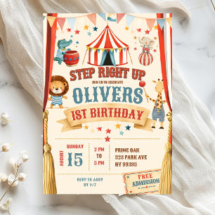 Step Right Up Circus Birthday Invitation