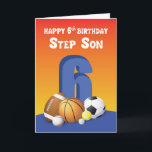 Step Son 6th Birthday Sports Balls Card<br><div class="desc">As soon as your step son steps out to join everyone in celebrating his 6th birthday then you should immediately hand him this card to greet him on that special day.</div>