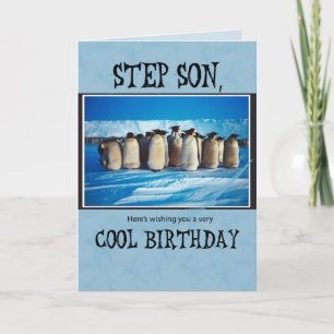 Step Son Birthday, Penguins Card